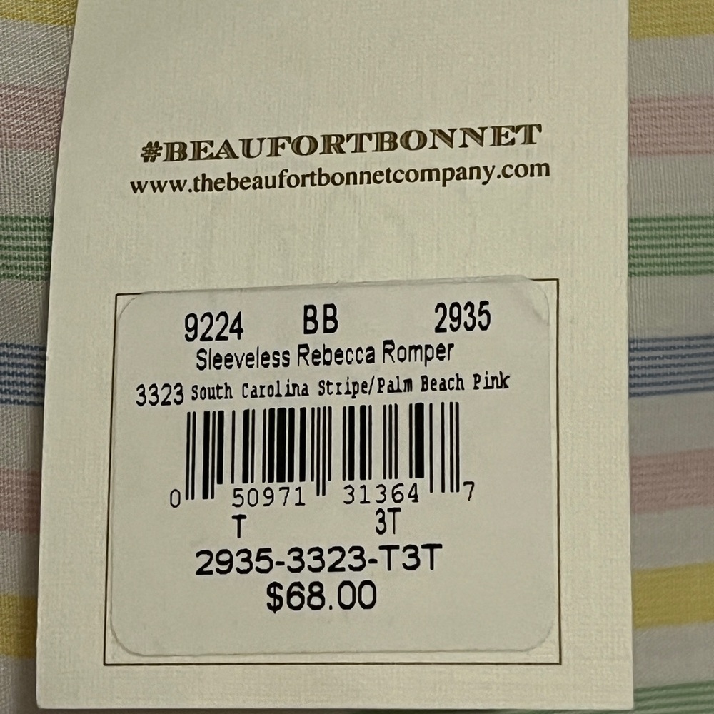 The Beaufort Bonnet Company Pastel Striped Romper - 3T - Picture 6 of 8